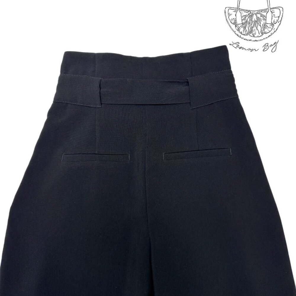 H&M / High Waisted Wide Belted Cropped Pants / Size 0 / Color Black - Picture 6 of 6